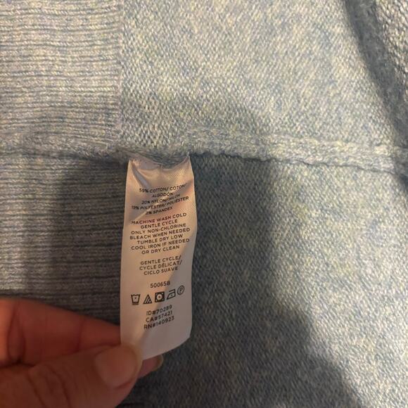 LOFT Soft Light Blue Heather Open Cardigan Sweater Women's SIZE Medium M Long - Picture 6 of 6